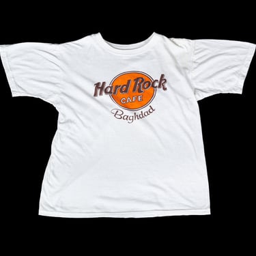 90s Hard Rock Cafe Baghdad T Shirt - Men's Large, Women's XL | Vintage White Iraq Graphic Tourist Tee 
