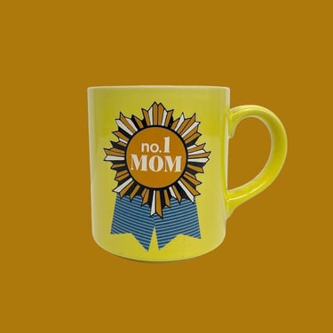 Vintage #1 Mom Mug Retro 1980s Clemons Pottery + Mothers Day Love + Yellow Porcelain + Coffee or Tea + Kitchen Decor + Drinking + Mommy Gift 
