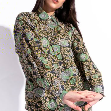 RACHEL COMEY Blue & Yellow Floral Blouse (Sz. Xs)