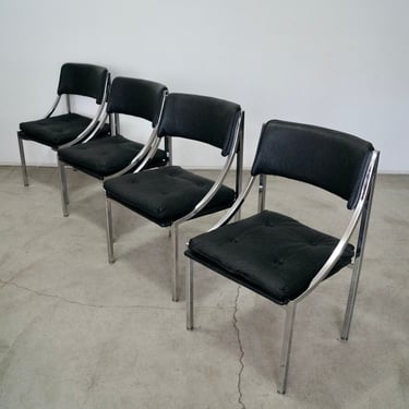 Set of Four Mid-century Modern Chrome Dining Chairs 