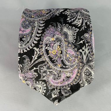 ROBERT TALBOTT Black Grey Purple Paisley Silk Tie