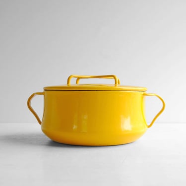 Vintage Cera-Met Enamel Yellow Dutch Oven Mustard Butterscotch