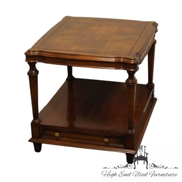 ETHAN ALLEN Collectors Classics 22" Pecan Rectangular Accent End Table w. Olive Ash Burl Veneer 13-8512 