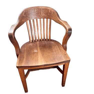 Traditional Quarter Sawn Oak Antique Banker, Library or Office Chair- LB003