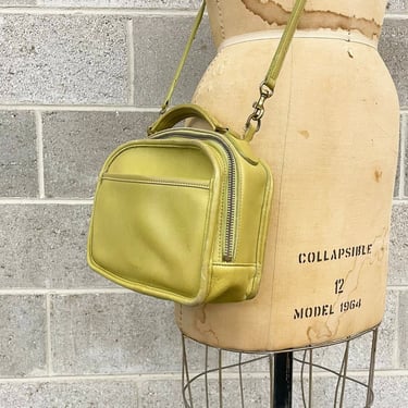 COACH HAMPTON F11201 Vintage Lime Green Leather Tote Bag 