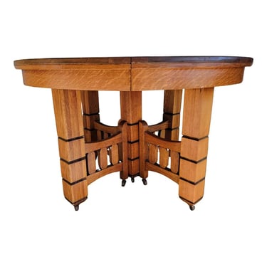 Antique Mission Oak Circular Dining Table Circa 1908 