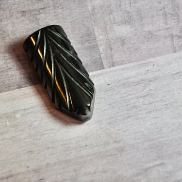 Art Deco Black Carved Bakelite Dress or Fur Clip Gift for Her Collectible Bakelite RARE Cosplay Theater Costume Clip 