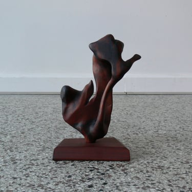 Modernist Mahogany Abstract Sculpture 