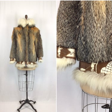 Vintage 60s coat | Vintage fox fur hooded parka | 1960s S T Saario Fur parka jacket 