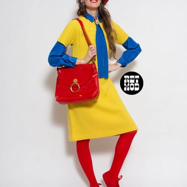 OMG Chic Vintage 60s 70s Bright Red Handbag with Adjustable Strap 