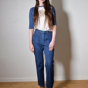 Vintage 1980s Dark Denim LEVIS 26501-0156 American Made U.S.A. WORK WEAR Button Fly Americana Jeans W30 L30 
