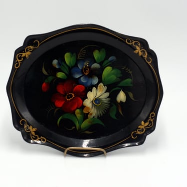 vintage tole hand painted tray 