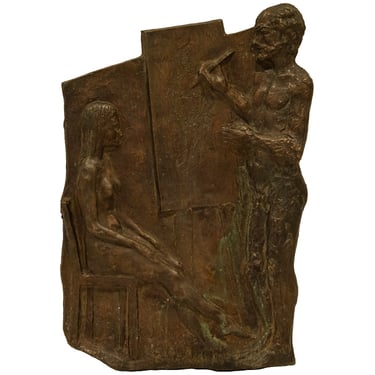 Philip and Kelvin LaVerne "The Untrammelled Mood of the Artist at Work" Bronze Wall Sculpture 1960s (Signed)
