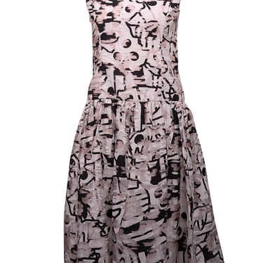 Milly - Ivory, Black, &amp; Blush Print Sleeveless Dress Sz 6