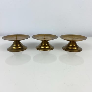 Vintage Brass Candle Holder w/Thorn set of 3 Brass Pillar Candle Riser, Beautiful Brass Mantle Decor, Brass Candle Stick Holder, Old Brass 