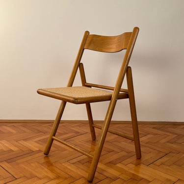 Vintage Wooden Folding Chair / MCM Light Brown Foldable Chair / Aldo Jacober Design Style / Accent Chair / Boho Style / Made in Italy / 1980 