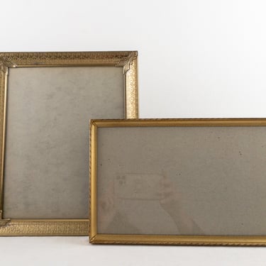 Vintage Gold Metal and Brass Photo Frames, Rectangular 8 x 10 and Panoramic 6.5 x 14.5, Sold Separately 