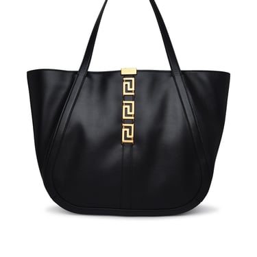 Versace Large 'Greca Goddess' Black Leather Bag Woman