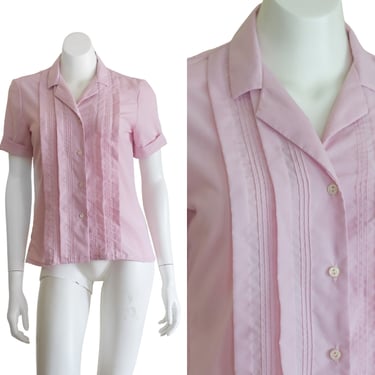 Vintage 1980s Pink Blouse with Short Sleeves 