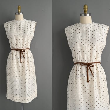 vintage 1950s dress | R&K Silk Polka Dot Dress | Medium 