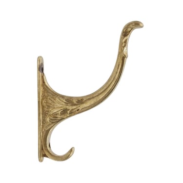 Vintage Foliate Polished Cast Brass Double Arm Wall Hook