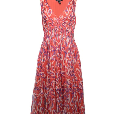 Diane von Furstenberg - Orange, White, Coral, & Purple Print Dress Sz 8