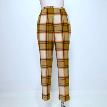 Mustard Plaid 1960s Pants