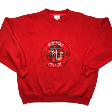 Vintage 90s Crable Sportswear University of Nebraska CornHuskers Embroidered Collegiate Crewneck Sweatshirt Pullover Size Large/XL 