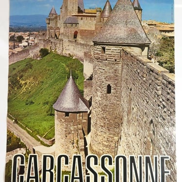 Vintage CARCASSONNE TRAVEL POSTER CASTLE TOURISM ART Aude Occitanie FRANCE Wine