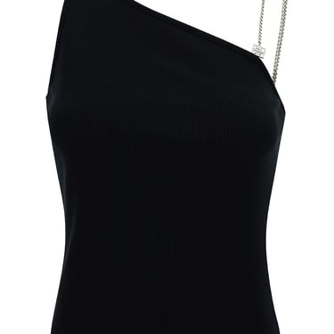 Givenchy Women Black One-Shoulder Top With 4G Chain In Stretch Cotton Woman
