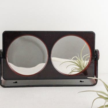 Vintage Tortoise Shell Swivel Vanity Mirror, Rectangular Acrylic Mirror for Wall or Countertop, Makeup Shaving Mirror with Magnification 