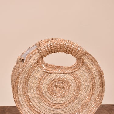 Round Straw Handbag By Mudpie