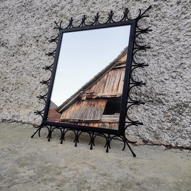 Vintage Metal Mirror/ Retro Wall Mirror/  Retro Metal Mirror/ Modern Mirror/ Vintage Wall Decor/ 80s/ Mid Century Entryway Decor 