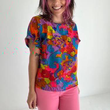 60s Psychedelic Florals Top