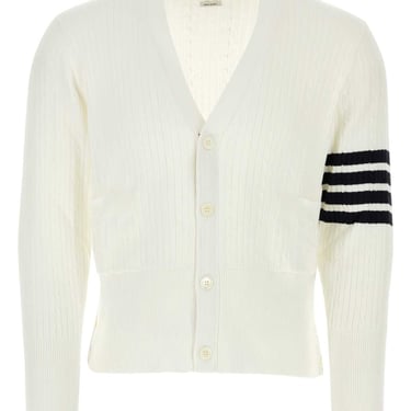 Thom Browne Men White Cotton Cardigan