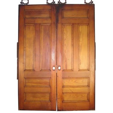 Antique 5 Pane Double Pine Pocket Doors 101.5 x 72.5