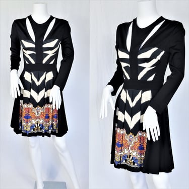 Just Cavalli Black Rayon Viscose Cut Out Zebra Stripe Mini Dress I Sz Med I Sz 40 