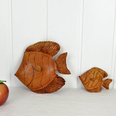 2 fish wall relief wood 50s 60s mid century mural picture relief vintage design carved image picture art sculpture plastic 