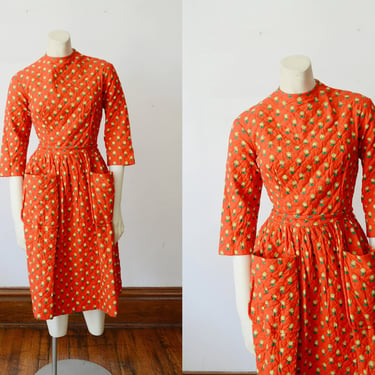 1960s Red Quilted Lanz Dress - XS 
