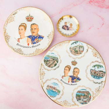 Vintage Princess Grace &amp; Prince Rainer Plates &amp; Pin Tray