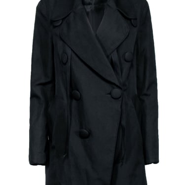 3.1 Phillip Lim - Black Large Button Double Breasted Trench Coat Sz 6