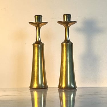 Danish Candleholder pair in brass by Jens Harald Quistgaard for Dansk 