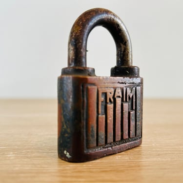 Vintage Fraim Brass Padlock Antique Lock No Key 