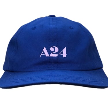 Vintage Y2K A24 Films Royal Blue Made in USA Embroidered Logo Strap Hack Hat Cap 