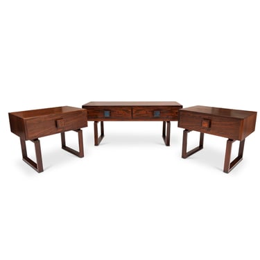 Vintage Danish Mid-Century Rosewood Low Profile Side Table Set 