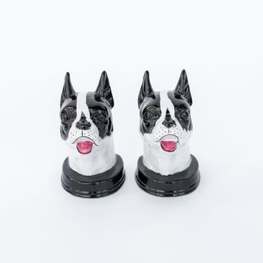 NEW - Ceramic Boston Terrier Bookends -  Made in Japan 