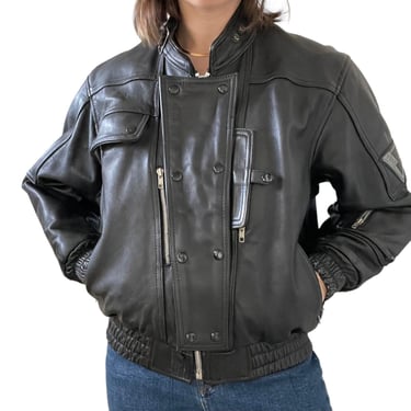 Vintage Mens Vent Tech Thinsulate Black Leather Motorcycle Biker Jacket Sz M 