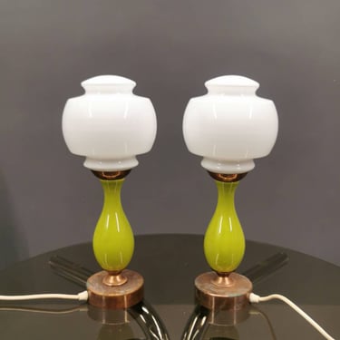 Set of 2 Vintage Brass and Glass Bankamp Leuchten Amsberg Table Lamp, Mid Century Lamp made in Germany, 70's 