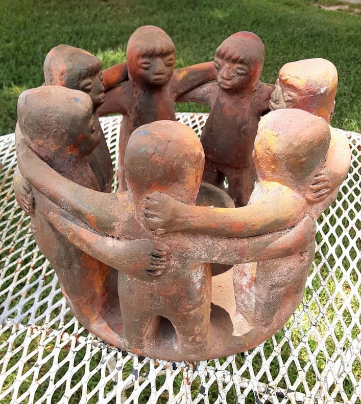 MAYAN Seven Circle Of Friends - Terracotta Candle Holder