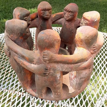 MAYAN Seven Circle Of Friends - Terracotta Candle Holder